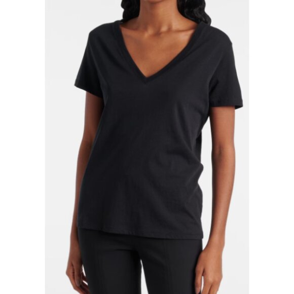 Vince Tops - Vince Black Cotton V-Neck T-Shirt Size XXL 26630